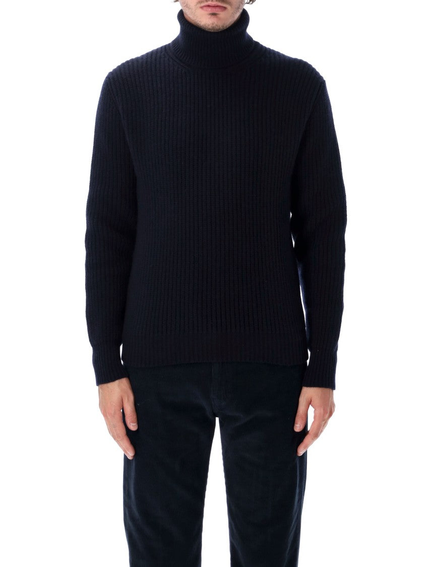 Fortela Leona Merino Wool Cashmere Blend English Ribbed Turtleneck