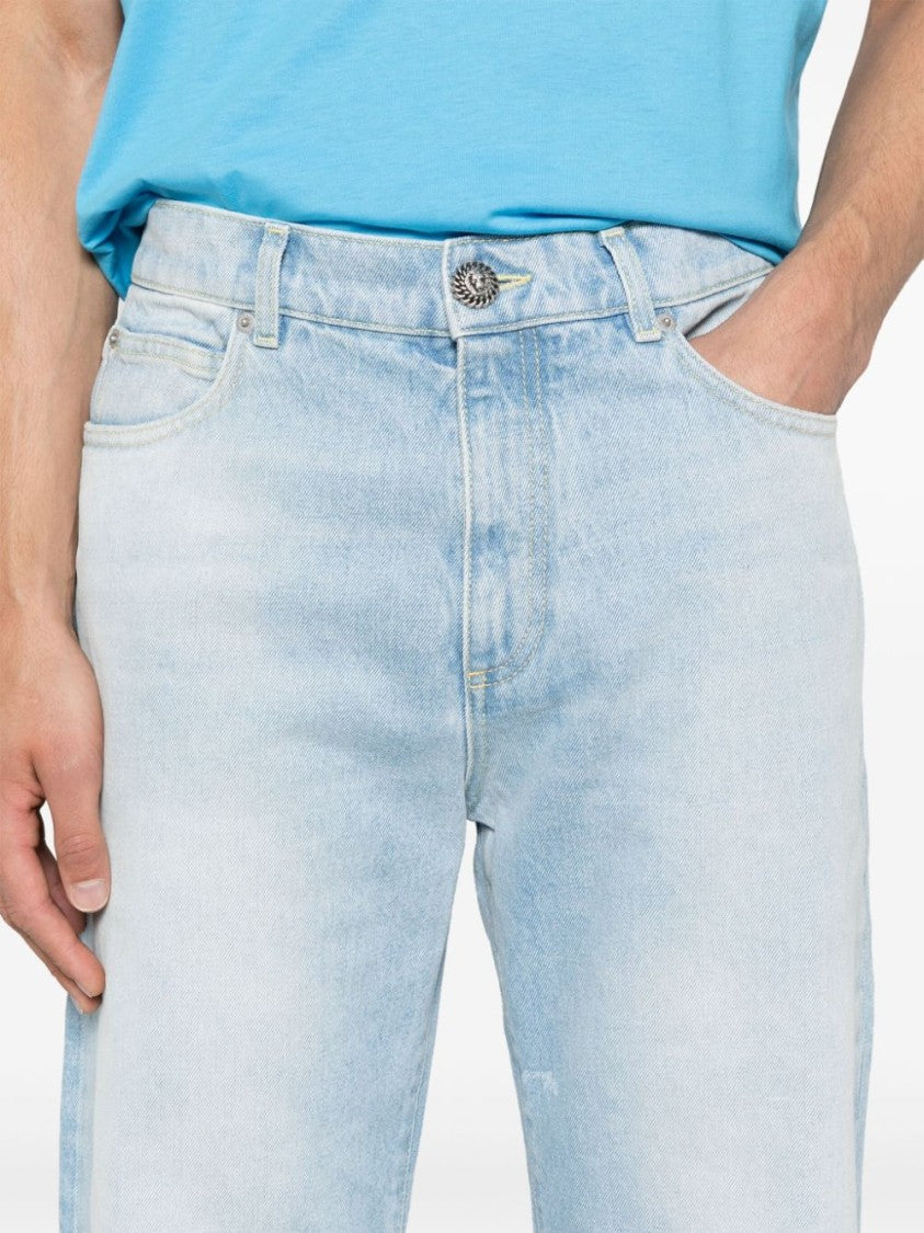 Balmain Light Blue Washed Denim Trousers