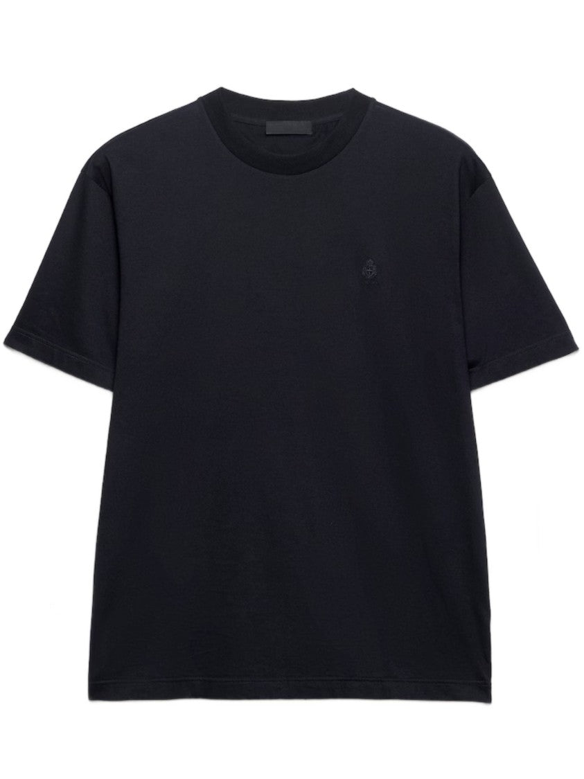 Prada Cotton Embroidered Logo Crewneck T-Shirt