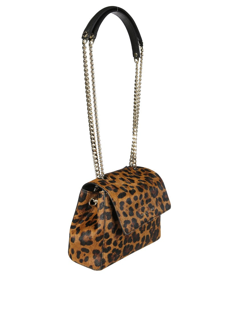 Orciani Structured Leopard Print Shoulder Bag