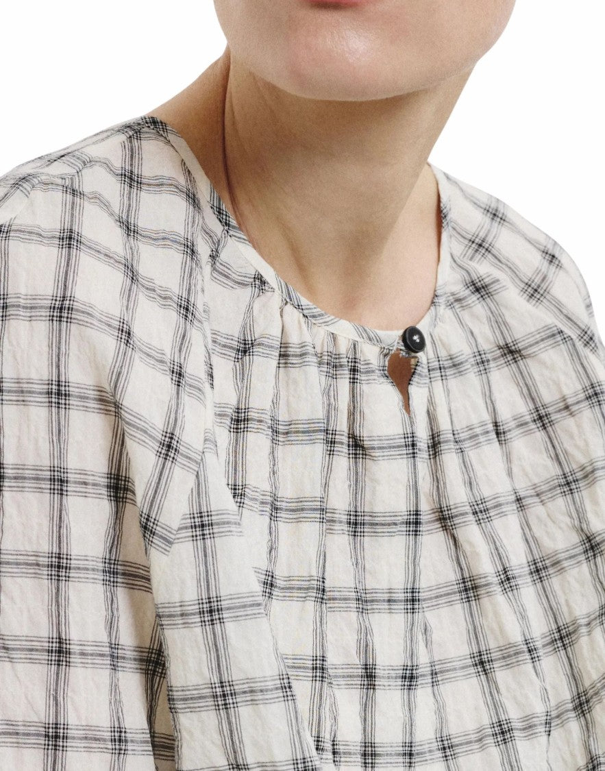 Pomandère Checked Cotton Blouse In Butter
