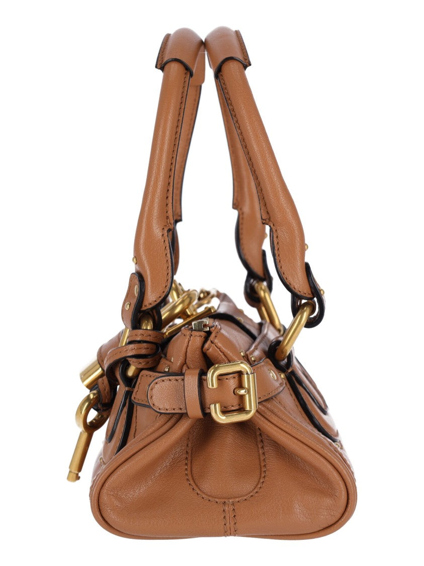 Chloé Structured Brown Hammered Buffalo Leather Shoulder Bag