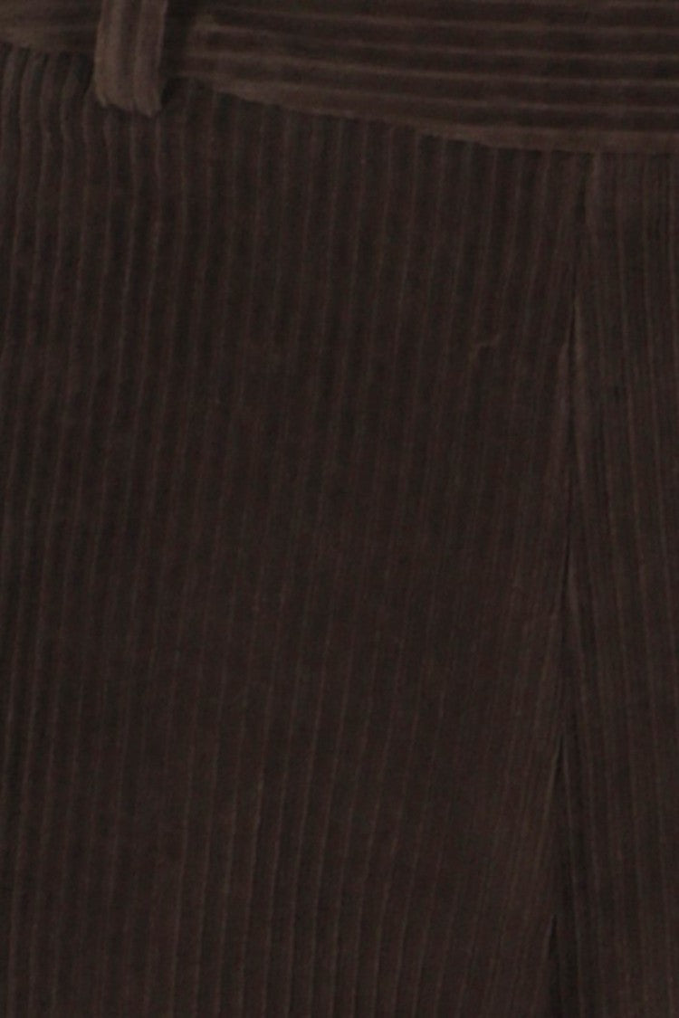 Circolo 1901 Brown Velvet Wide-Leg Pants With Side Zipper Closure