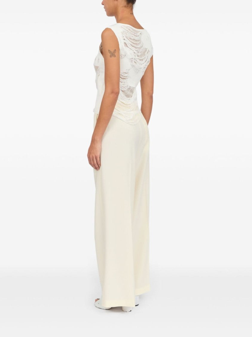 Mm6 By Maison Margiela Sleeveless White Top With Boat Neck