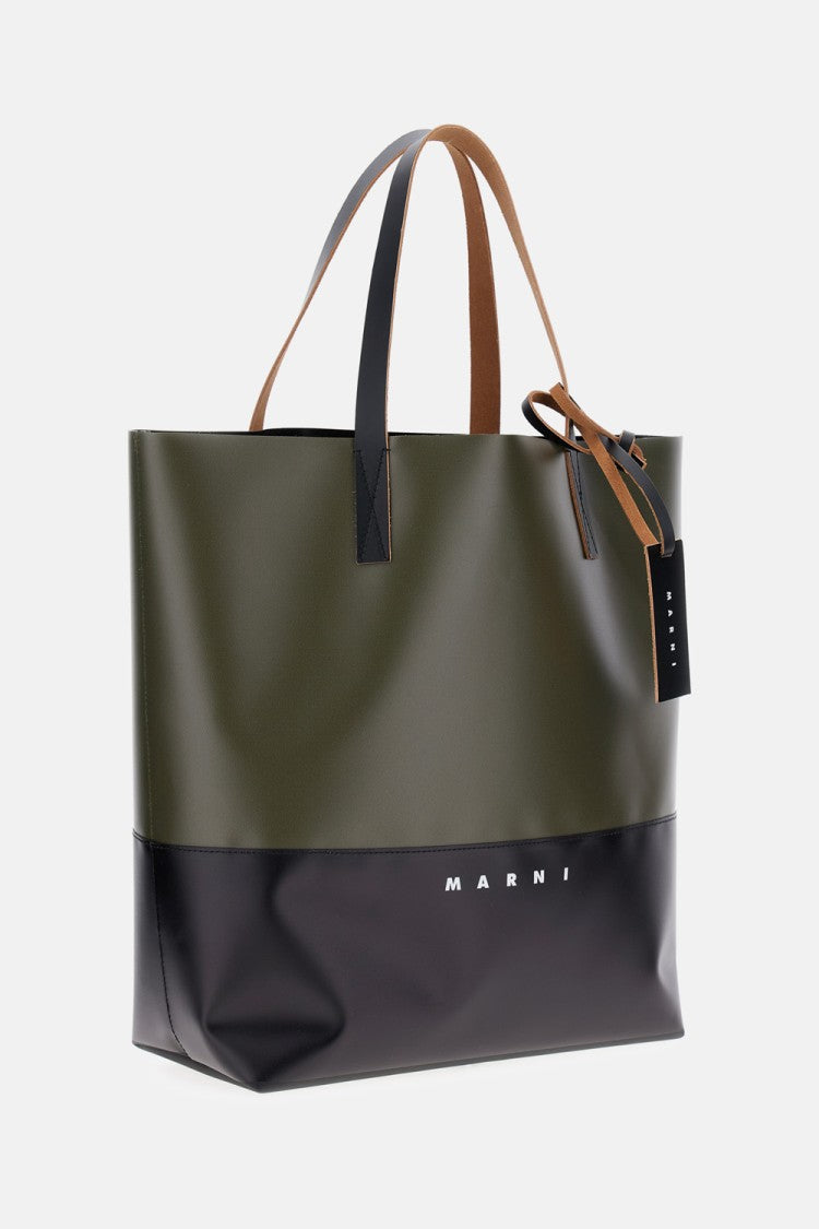 Marni Tribeca Leatherette Tote Bag With Embossed Trim And Logo Detail