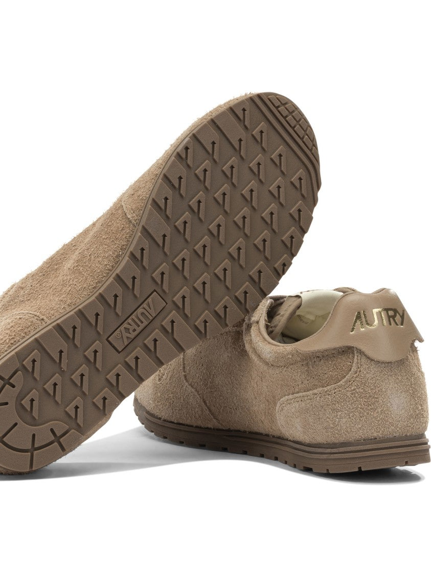 Autry Brown Textured Suede Sneakers With Minimalist Design