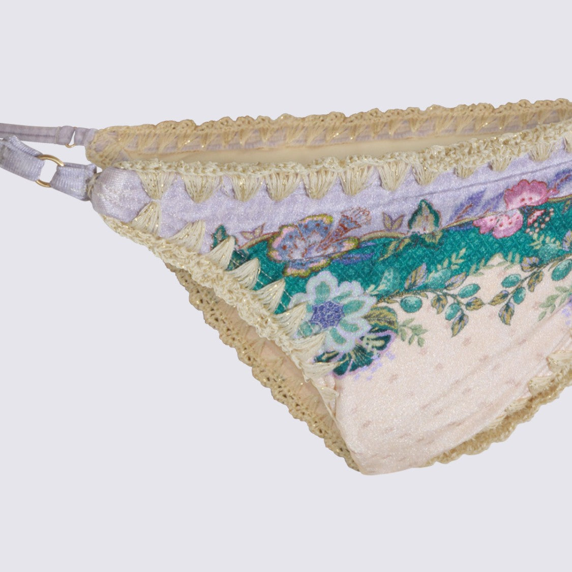 Zimmermann Floral Triangle Bikini Set With Scalloped Lace Trim
