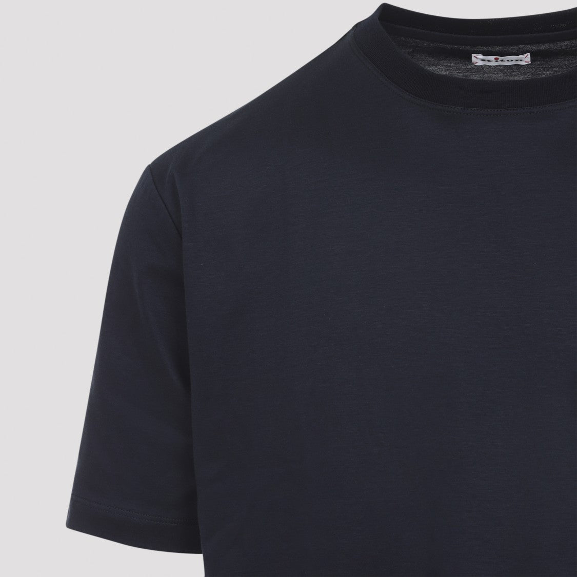 Kiton Fitted Black Cotton T-Shirt With Classic Crew Neckline