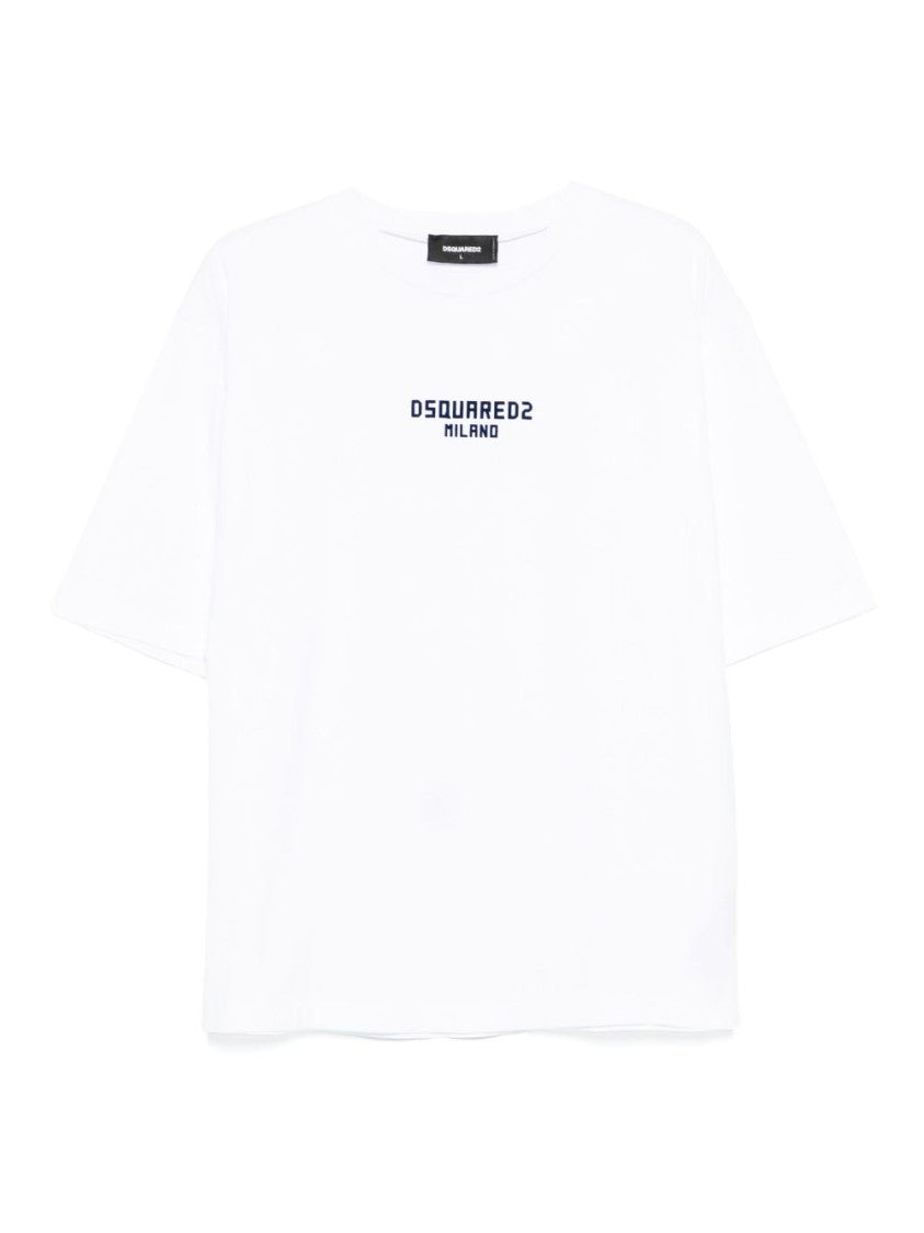 Dsquared2 Classic White T-Shirt With Navy Logo Detail