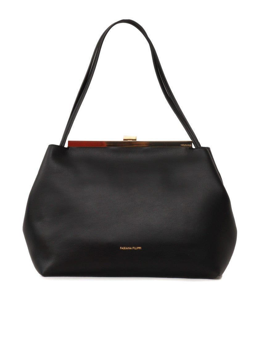 Fabiana Filippi Structured Black Leather Shoulder Bag