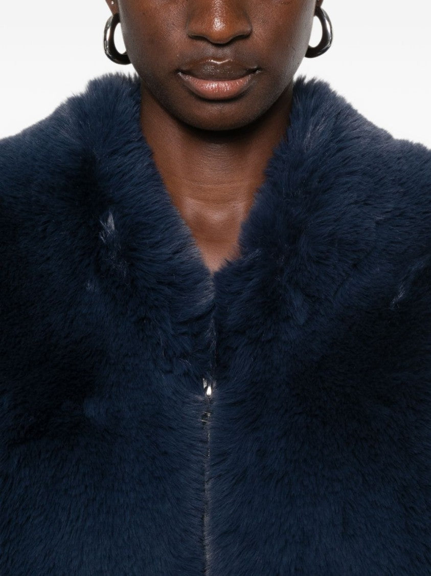 The Frankie Shop Cropped Jacket With Plush Faux Fur And Balloon Sleeves