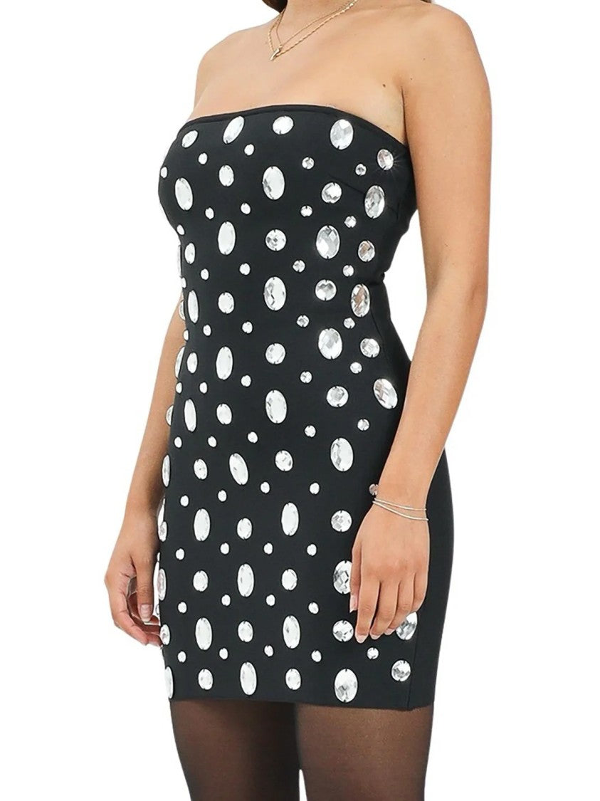 Tpn Bodycon Strapless Mini Dress With Circular Embellishments