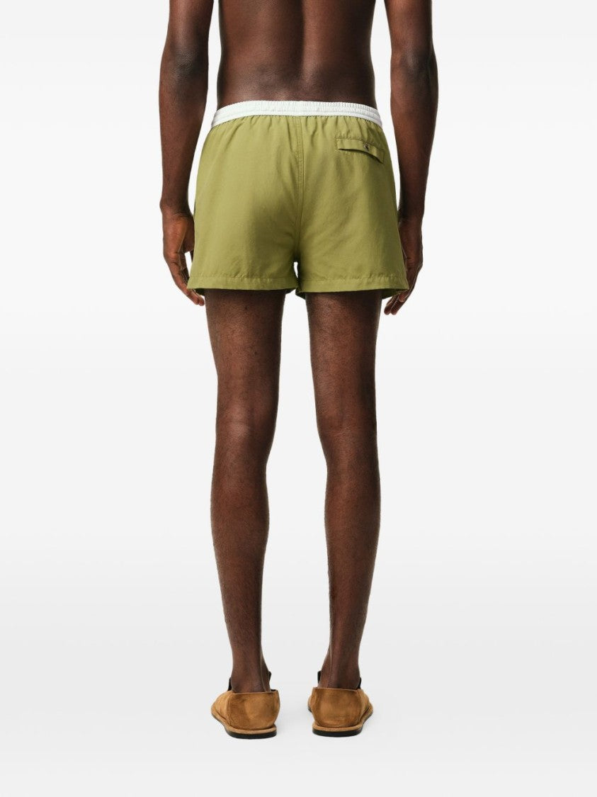 Ami Paris Tailored Olive Green Shorts With Contrasting Waistband