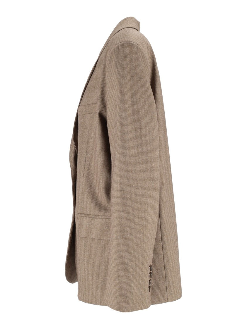 Eleh Mud Brown Tailored Notched Lapel Blazer