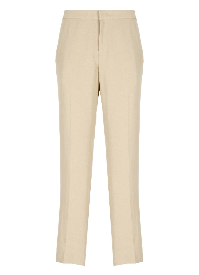 Fabiana Filippi Beige Viscose And Linen Pants