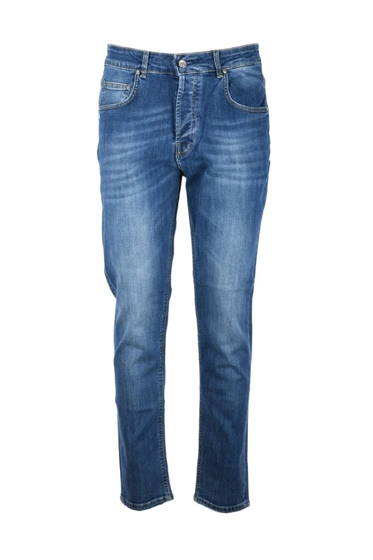 Grey Daniele Alessandrini Blue Cotton Elastane Men Jeans