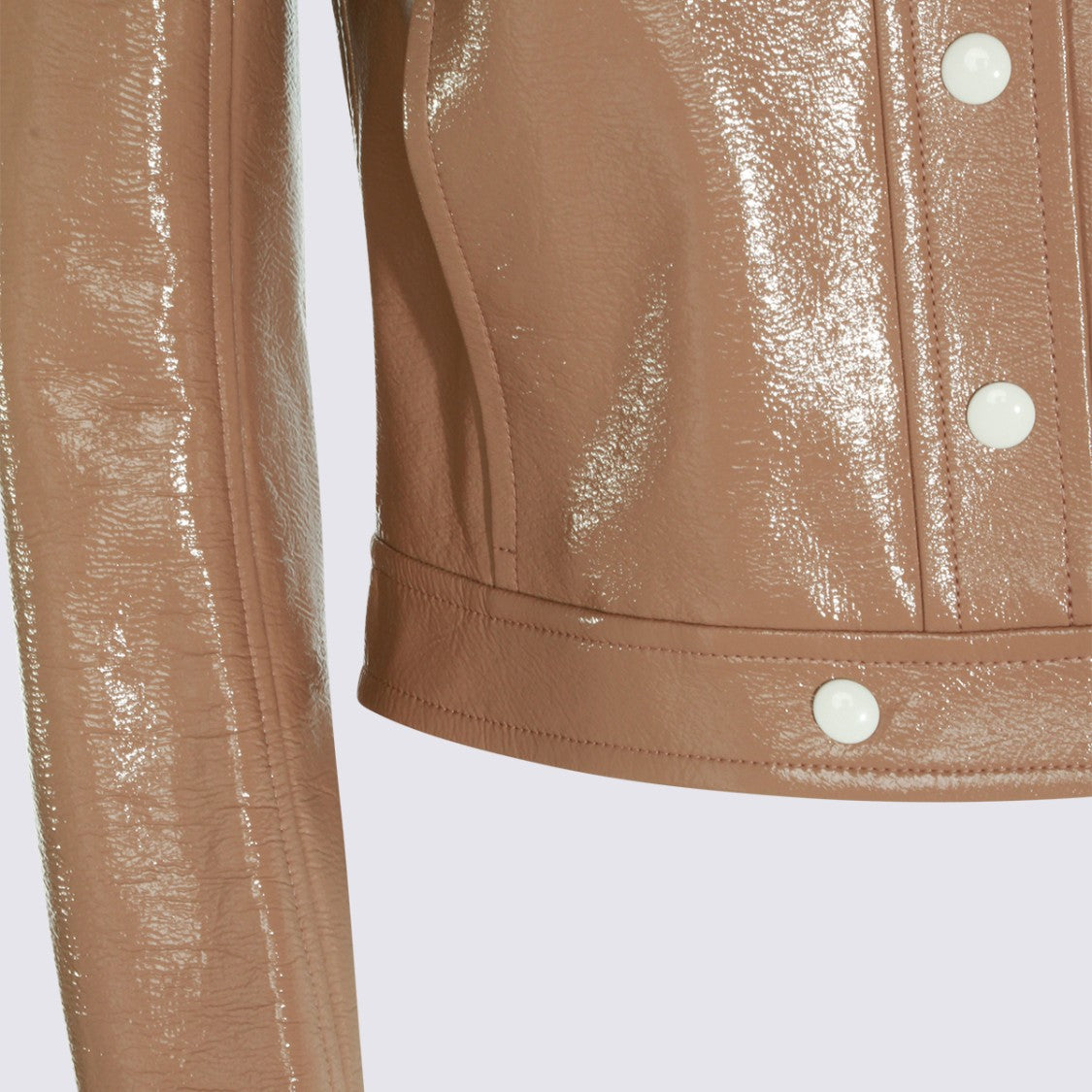 Courrèges Cropped Patent Leather Jacket With Structured Collar