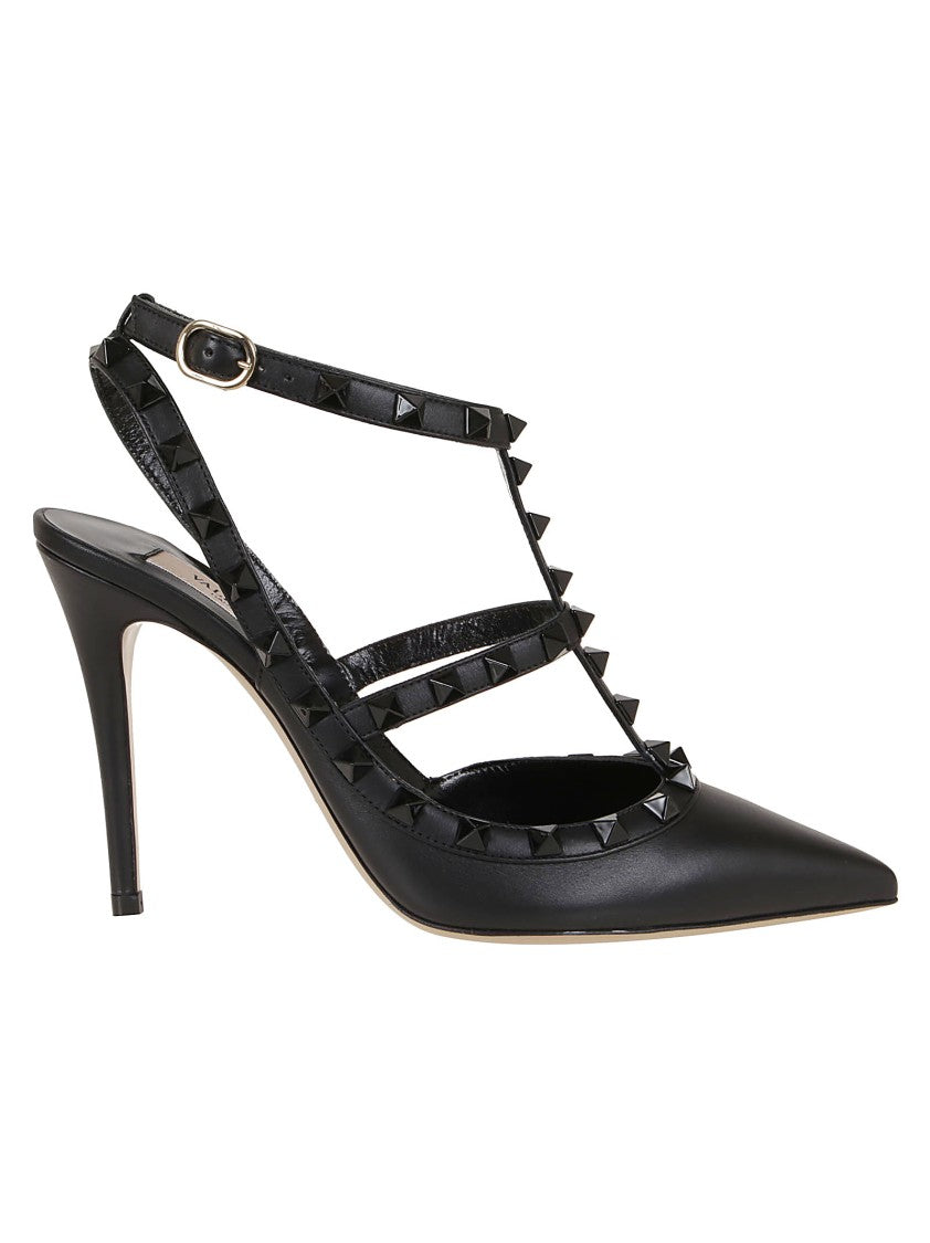Valentino Black Smooth Calfskin Rockstud Décolleté