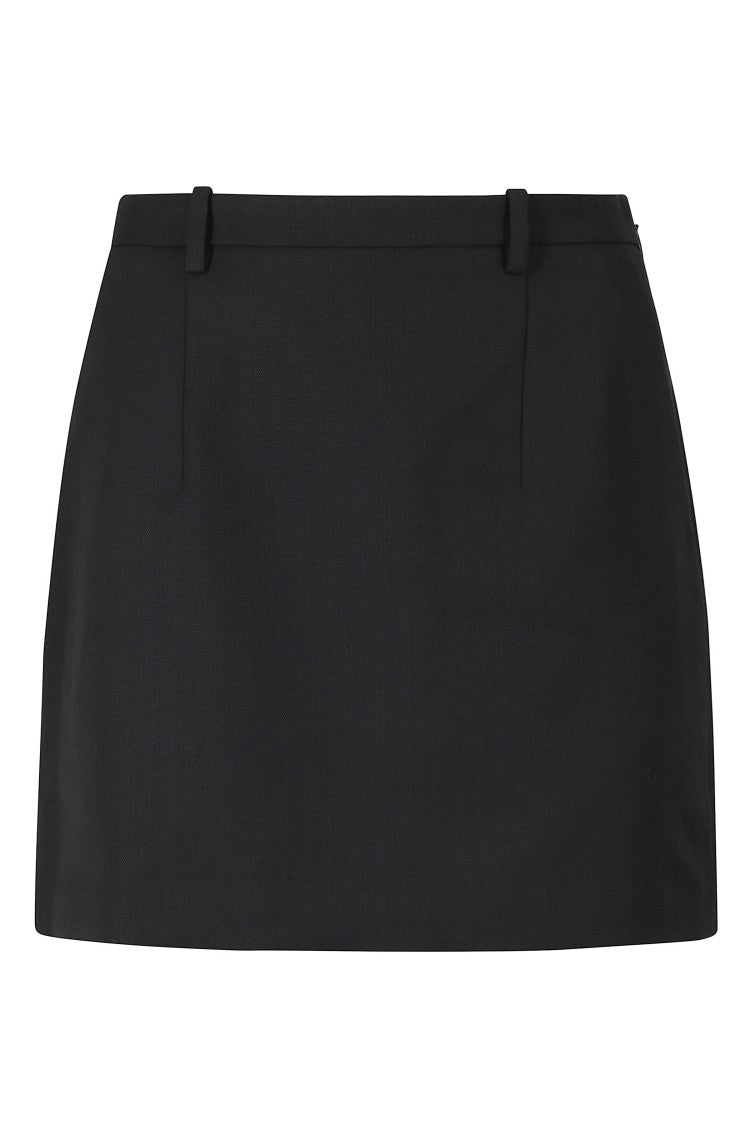 Anine Bing Black Livy Minimalist Polyester-Wool Mini Skirt