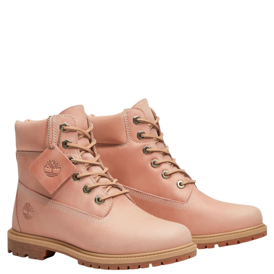 Timberland Pink Lace-Up Padded Collar Leather Ankle Boots