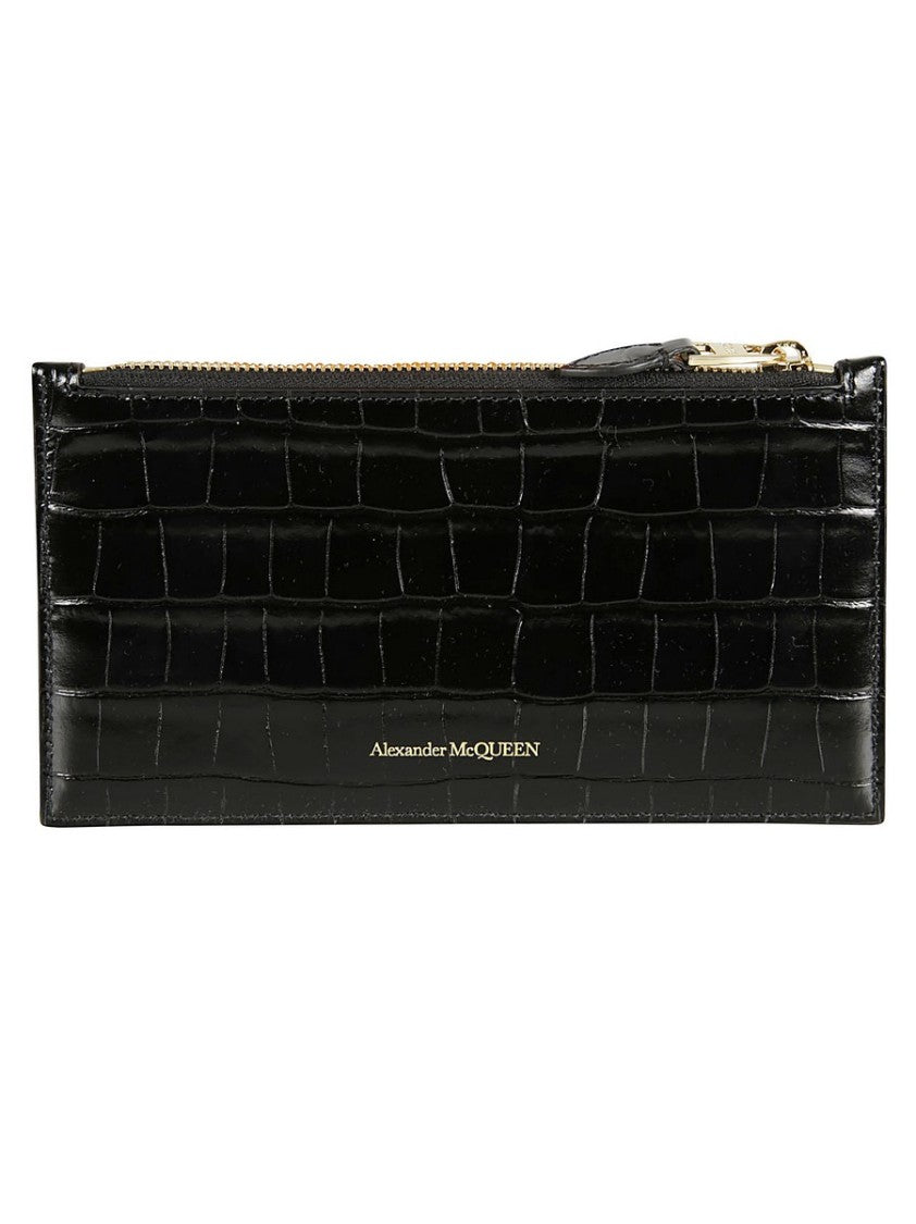 Alexander Mcqueen Black Leather Continental Wallet