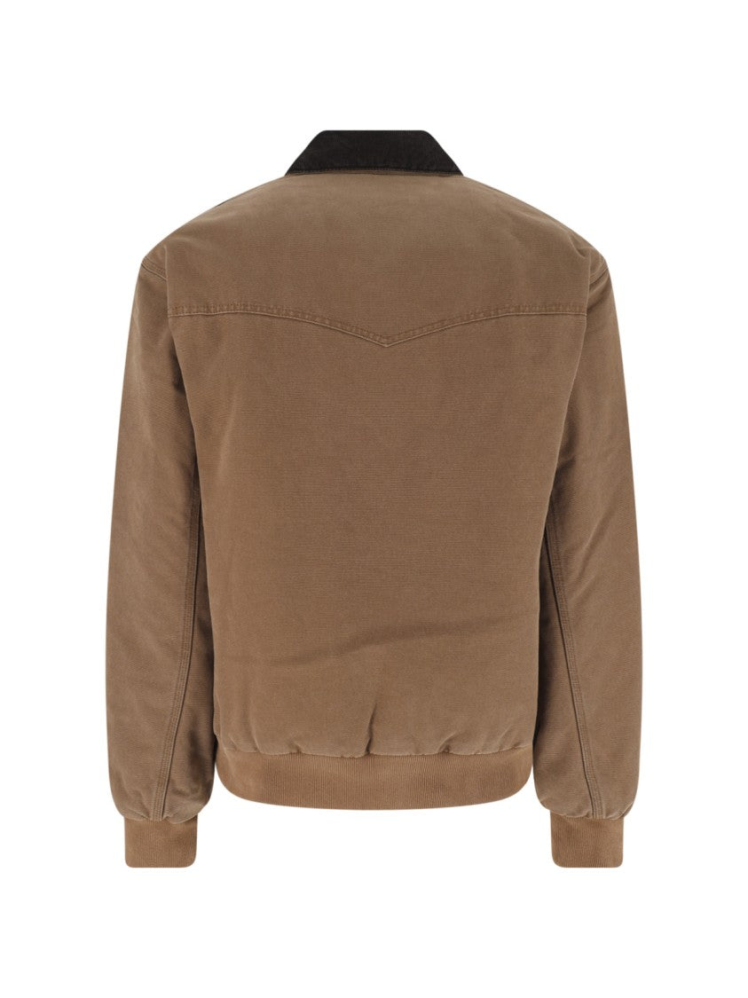 Carhartt Wip Brown Og Santa Fe Velvet-Collar Cotton Jacket
