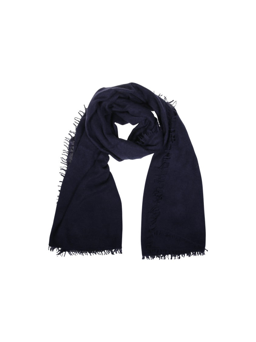 Mouleta Fringed Black Cashmere Scarf