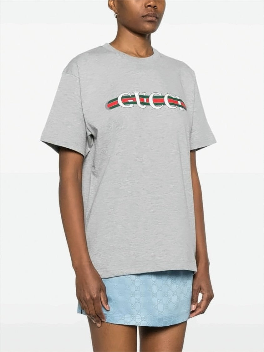 Gucci Short-Sleeve Cotton T-Shirt With Bold Stripe