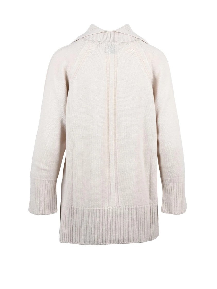 Alpha Studio Beige Turtleneck Sweater With Ribbed Detailing