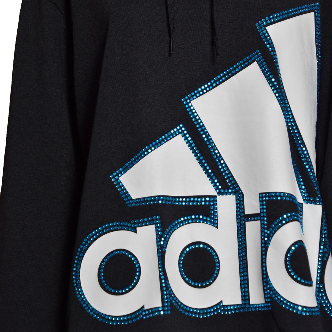 Caban Romantic X Adidas Black Cotton Viscose Hoodie Swarovski Applications