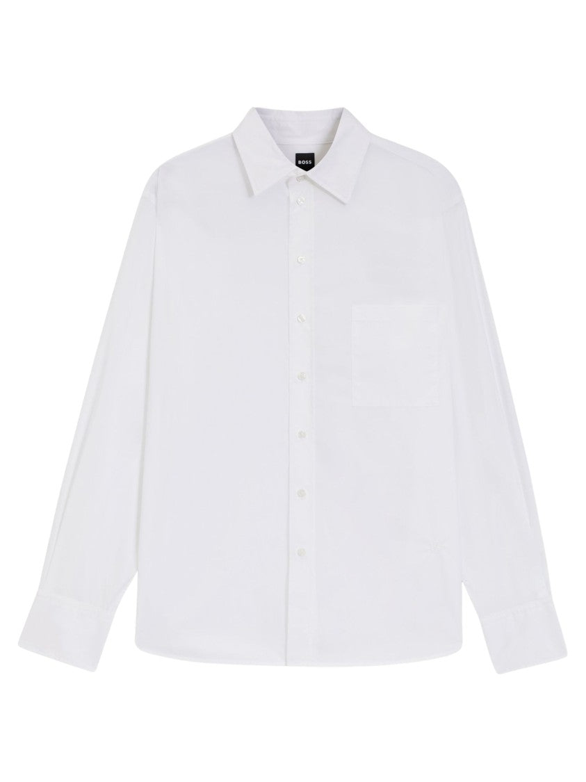 Boss White Classic Pointed Collar Button-Up Shirt