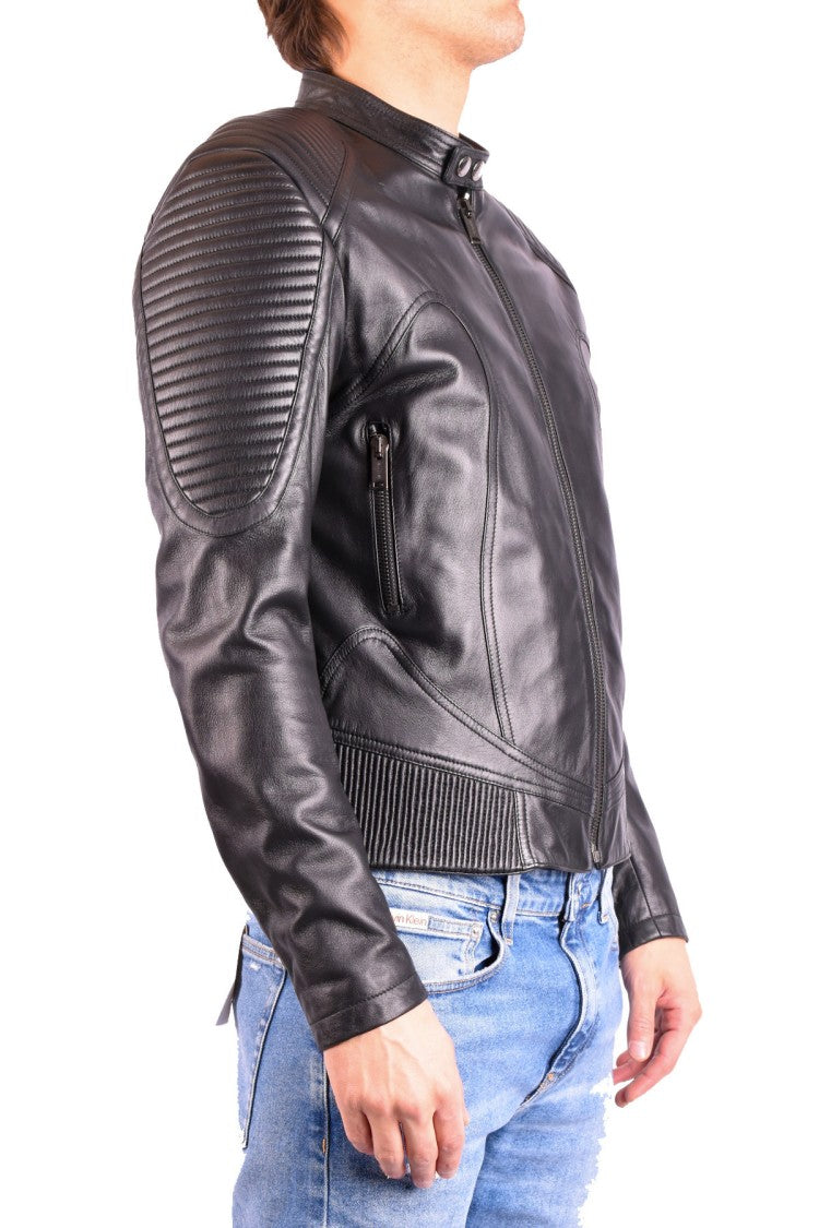 Les Hommes Urban Black Leather Jacket