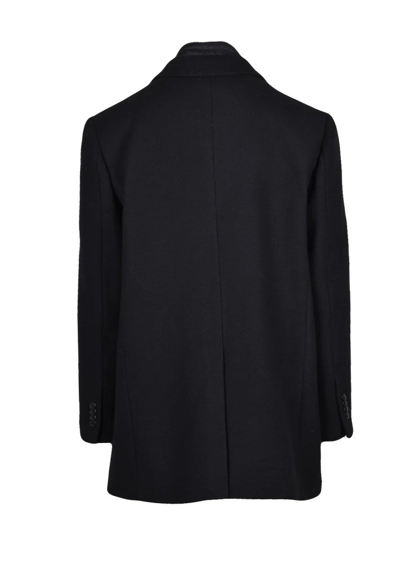 Yes Zee Black Removable Quilted Bib Wool-Blend Coat