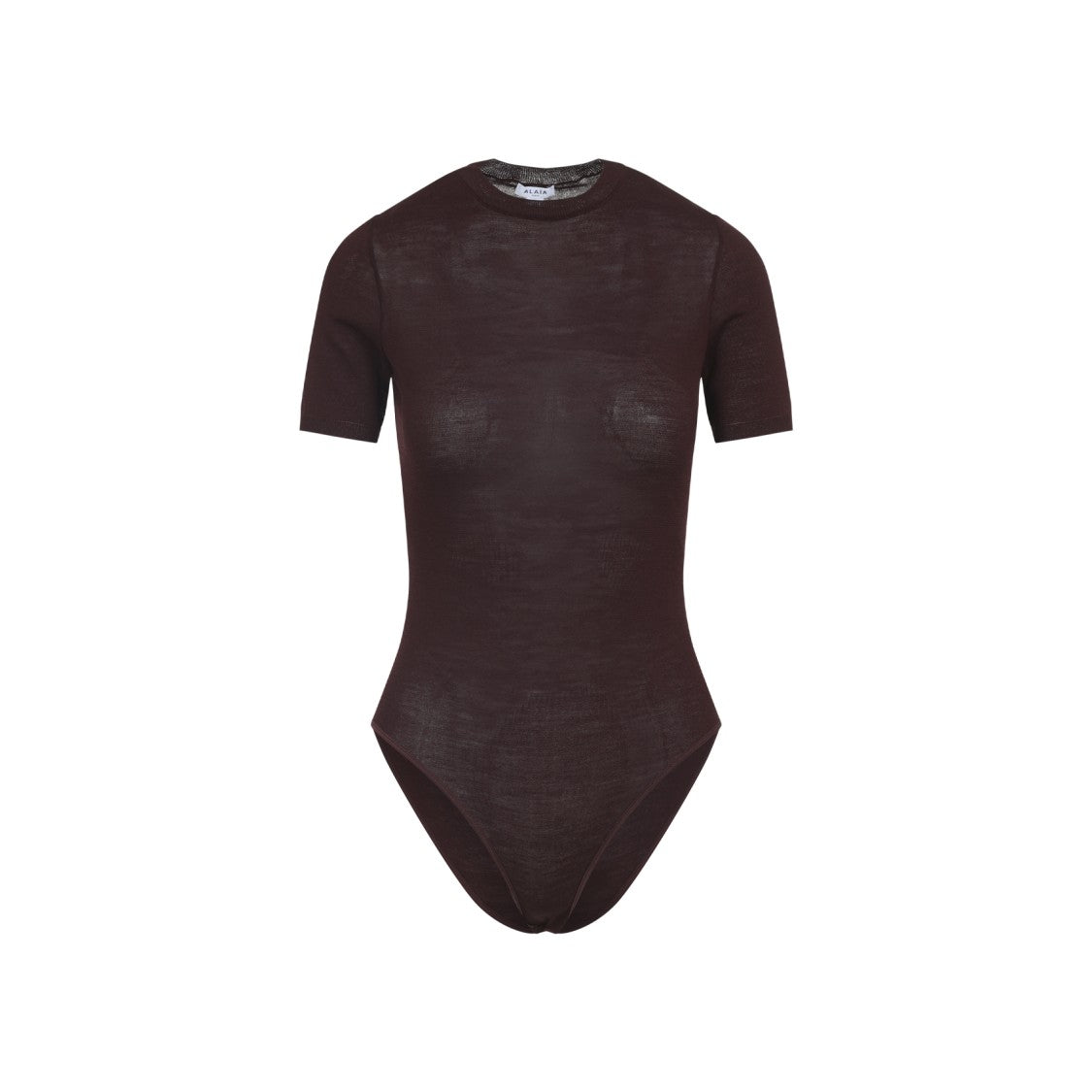 Alaïa Fitted Wool-Silk Bodysuit With Delicate Sheer Texture