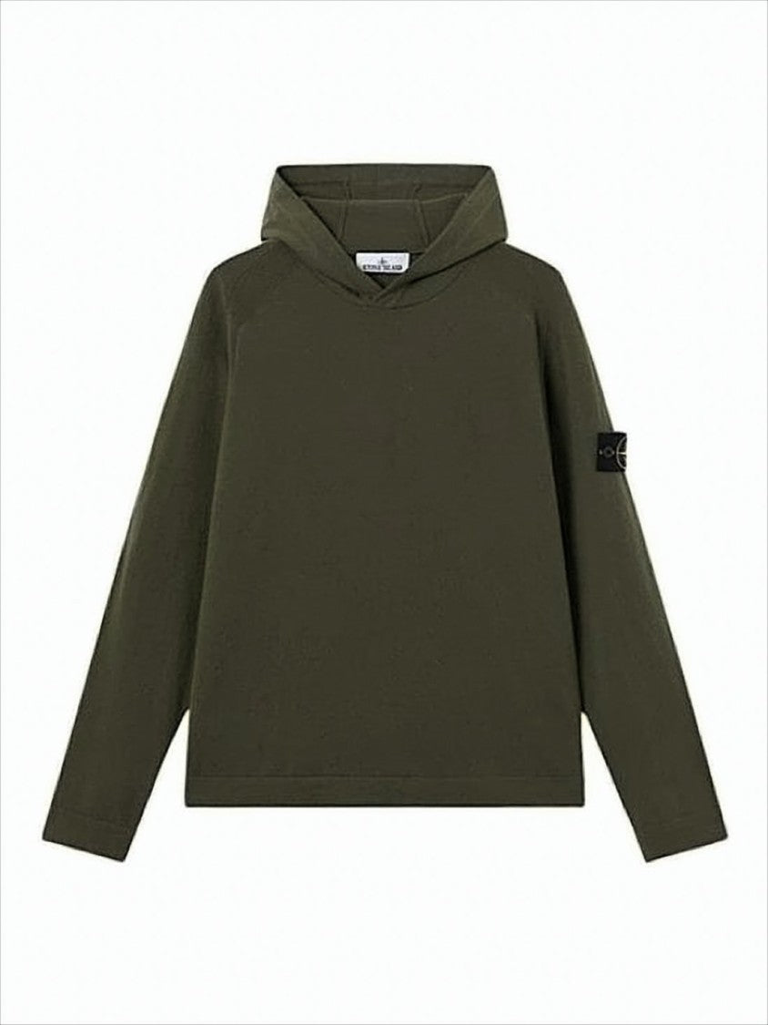 Stone Island Minimalist Olive Green Wool Stone Island Hoodie