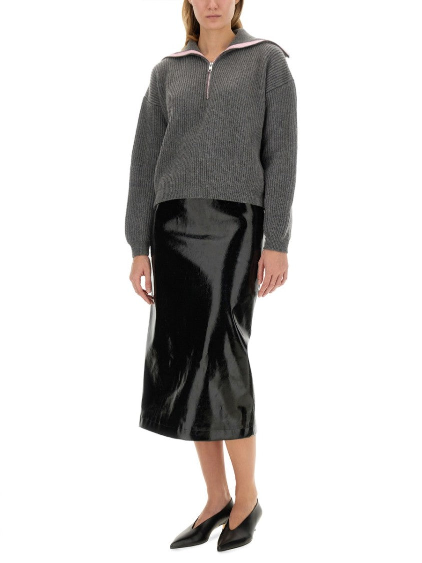 Msgm Patent Leather Midi Skirt