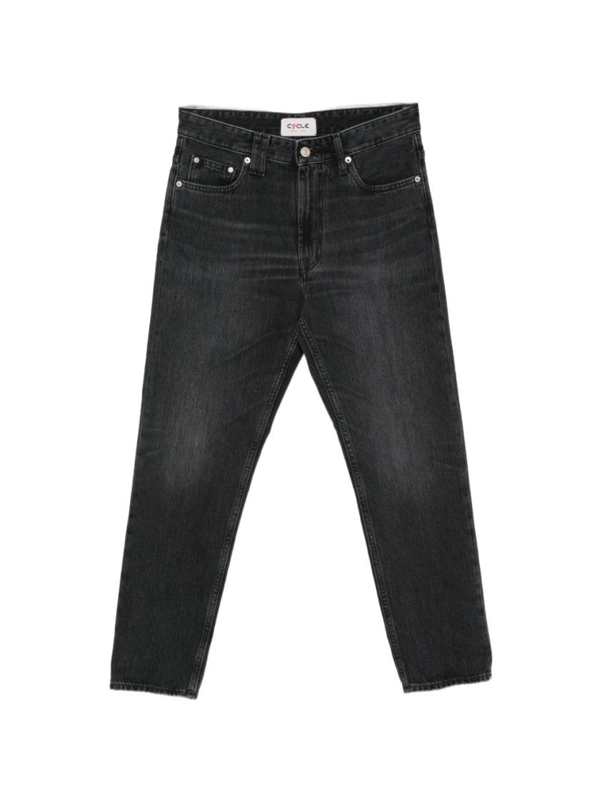 Cycle Cropped Black Straight-Leg Jeans