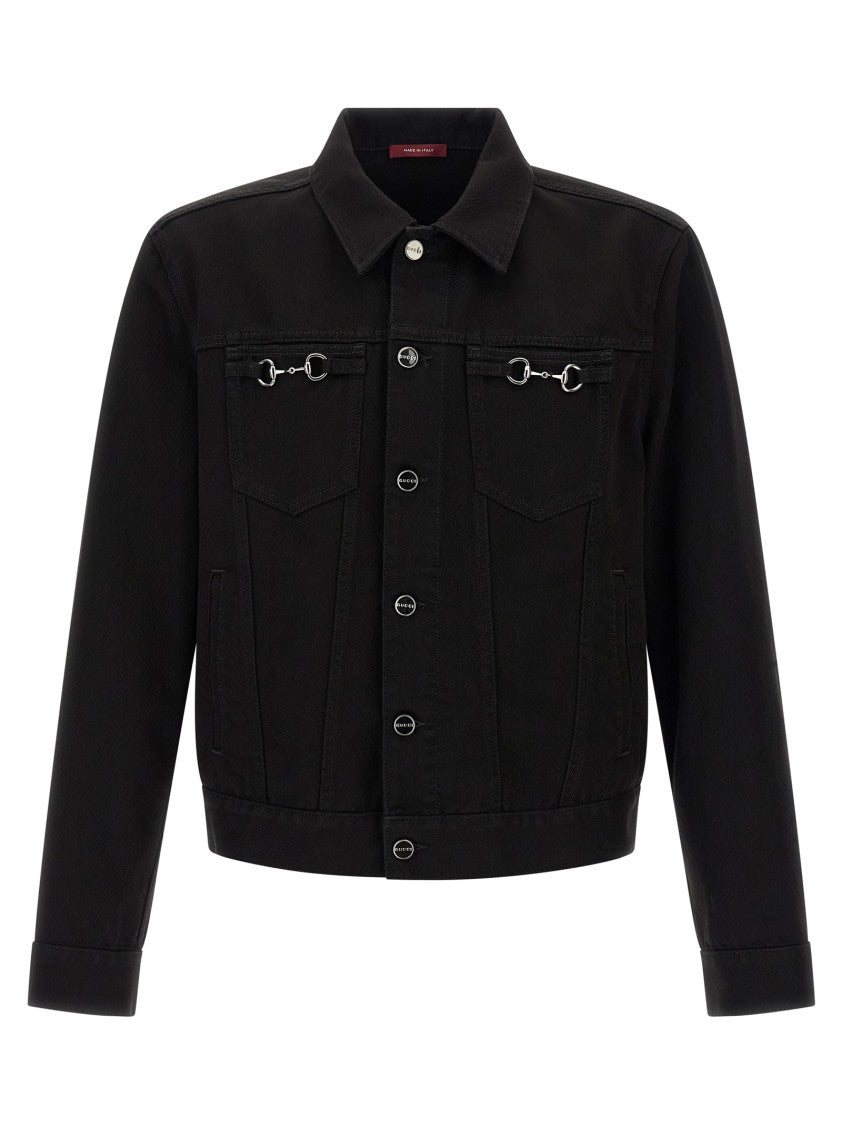 Gucci Washed Cotton Denim Jacket With Morsetto Details