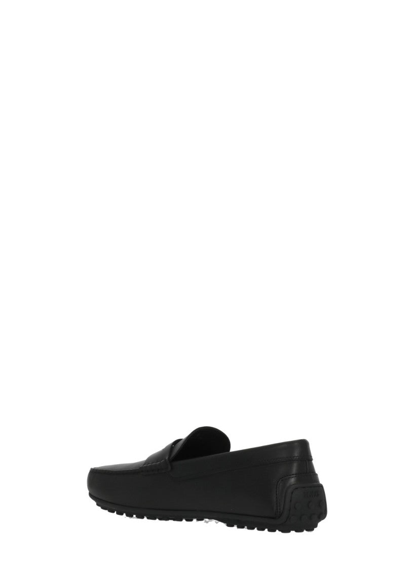 Tod's Black Embossed Logo Loafers