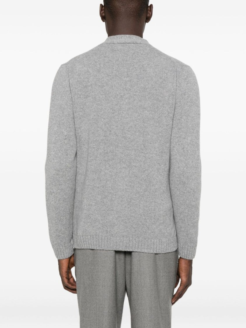 Daniele Fiesoli Tailored Grey Wool Cardigan With Classic V-Neck