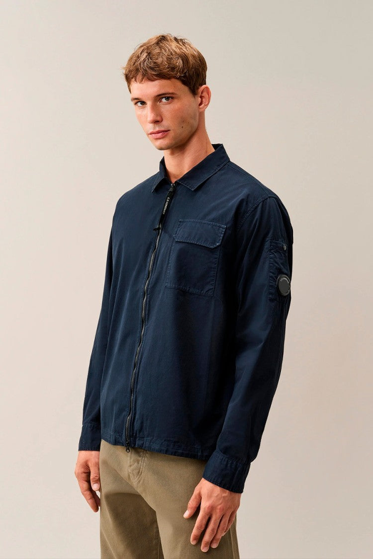 C.P. Company Navy Lens Detail Collared Cotton Overshirt