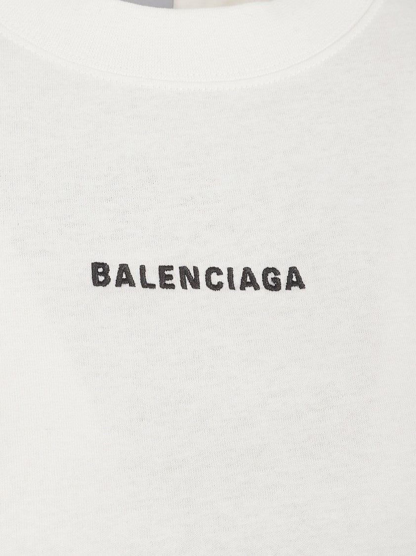 Balenciaga Embroidered Minimalist Jersey Top With Cropped Fit