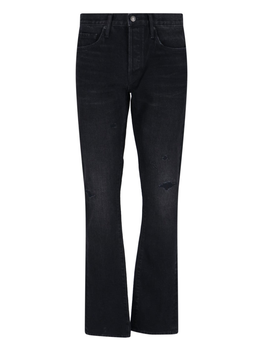 Tom Ford Logo Straight Jeans – Black
