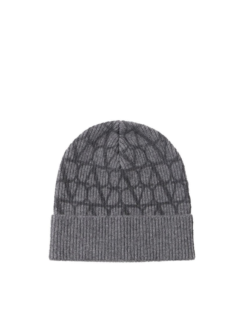 Valentino Garavani Textured Grey Wool Beanie