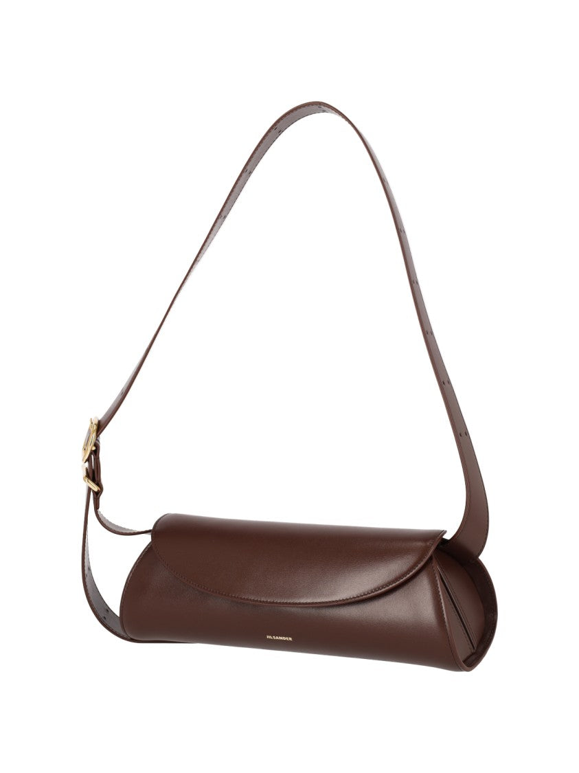 Jil Sander Brown Cannolo Small Calfskin Shoulder Bag