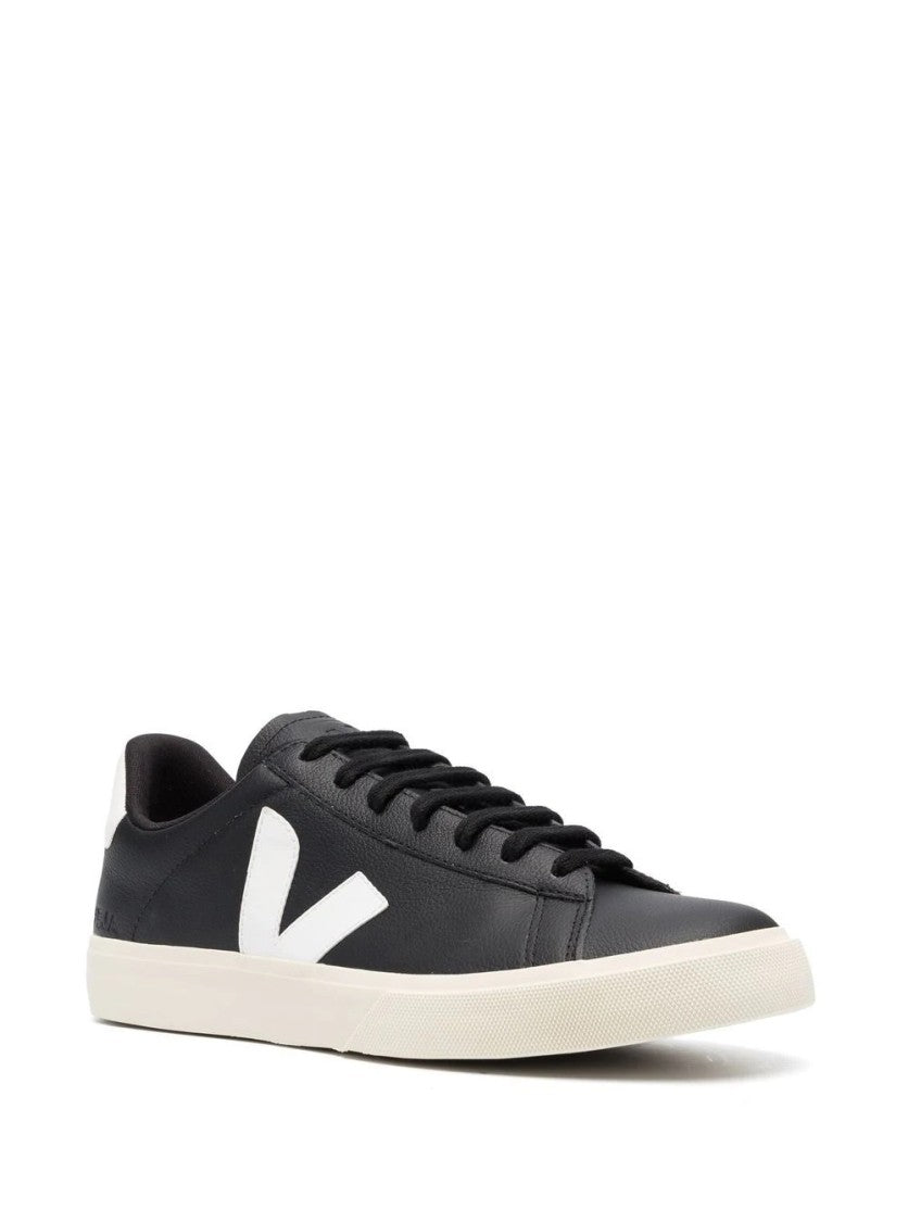 Veja Black Leather Campo Sneakers With Contrasting Logo