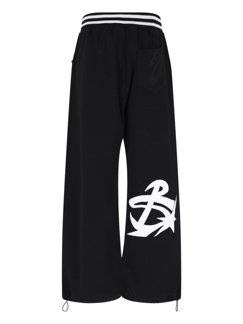 Pdf Black/White Graphic Wide-Leg Cropped Trousers