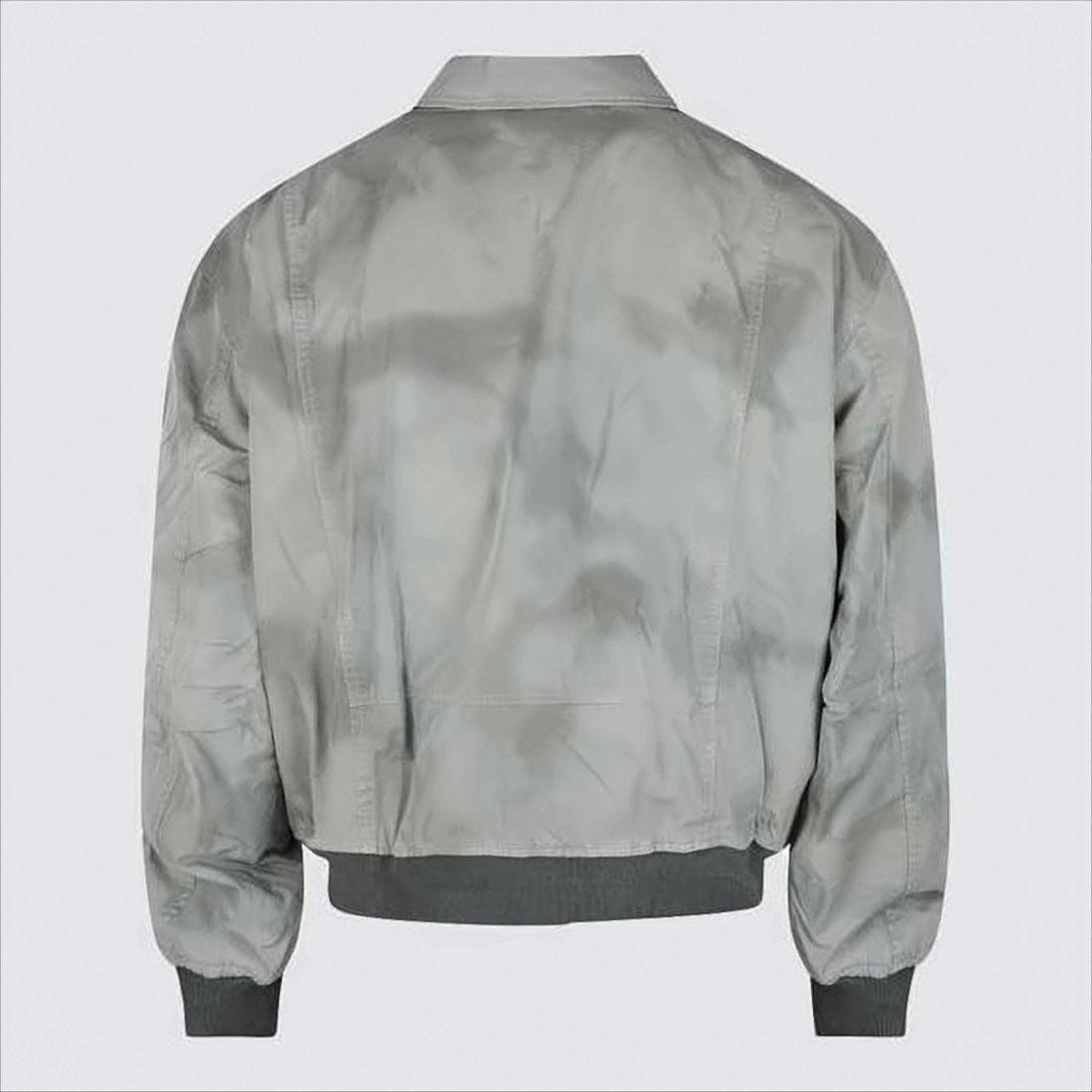 Acne Studios Matte Grey Bomber Jacket With Ribbed Cuffs And Contrast Lining