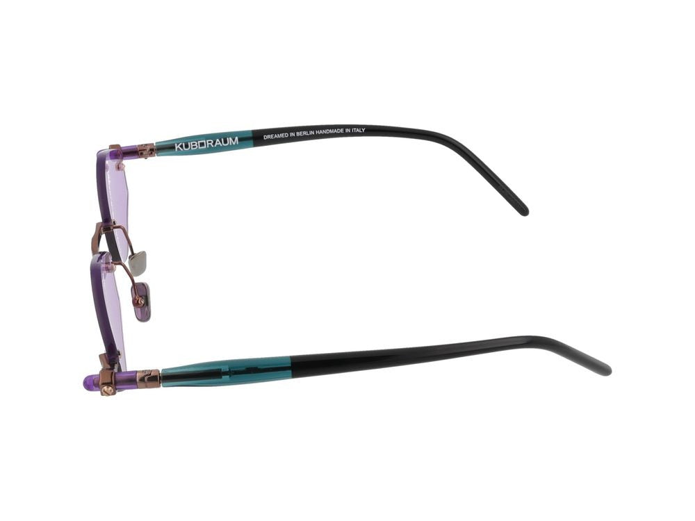 Kuboraum Geometric Purple Lens Rose Gold Accent Rimless Sunglasses