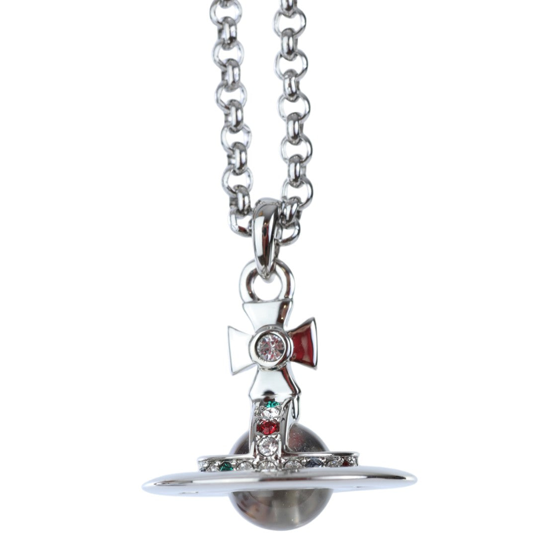 Vivienne Westwood Silver-Tone Necklace With Stylized Orb Pendant And Colorful Accents